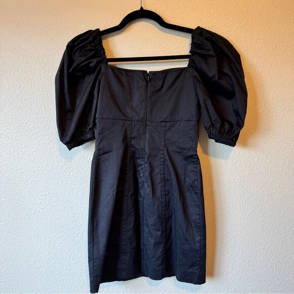 & Other Stories Black Puff Sleeve Mini Dress Womens 0 Preppy Linen Casual Classy - Picture 8 of 12